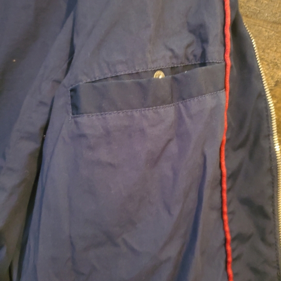 Vtg JC Penney Blue Bomber Jacket Lined Red White Blue Trim USA Vibes Mens S Lrge - Picture 8 of 13